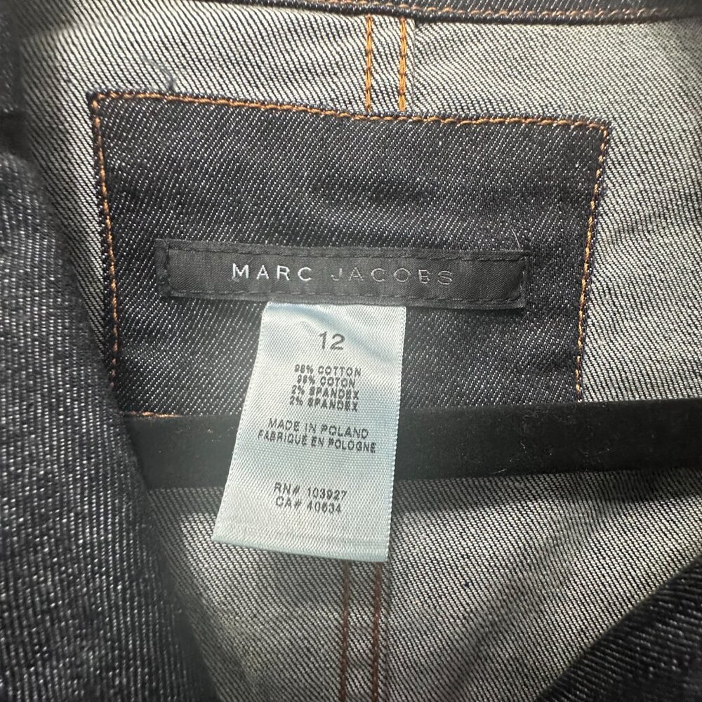 Marc Jacobs Vintage Dark Blue Denim Blazer Jacket Size 12 - Picture 6 of 7